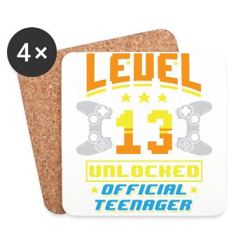 Level 13 unlocked 13 years Gamer Birthday - Coasters (set of 4) - white - Front
