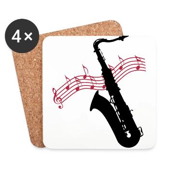 Saxofon / Noten - Untersetzer (4er-Set) - Weiß - Vorne