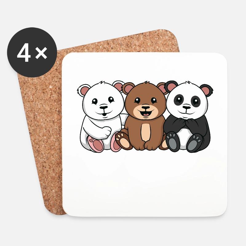 3 Bears 3 Bären Eisbär Bär Panda - Untersetzer (4er-Set) - Weiß