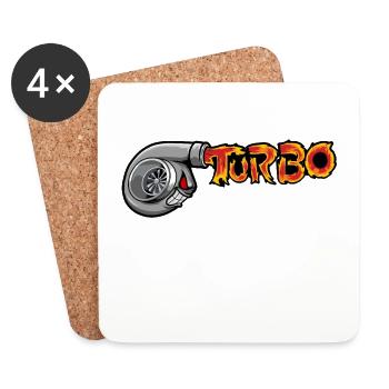 Turbo HP Voiture Automobile Freak Vitesse Rapide - Dessous de verre (lot de 4) - blanc - Devant