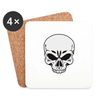 Mort crâne au-delà du tatouage - Dessous de verre (lot de 4) - blanc - Devant