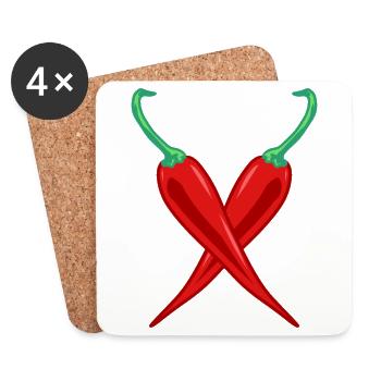 Chilli pepper hot - Coasters (set of 4) - white - Front