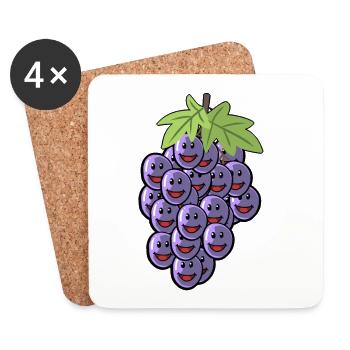 Früchte Weintrauben Obst Weinrebe Trauben Wein - Untersetzer (4er-Set) - Weiß - Vorne