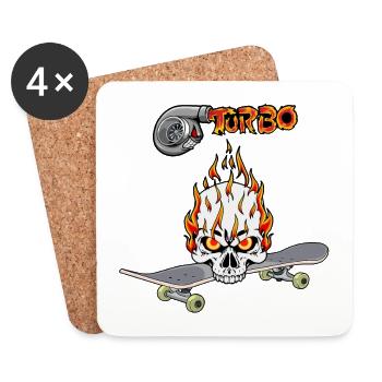 Skateboard Turbo Jugendliche Skater Schädel - Untersetzer (4er-Set) - Weiß - Vorne