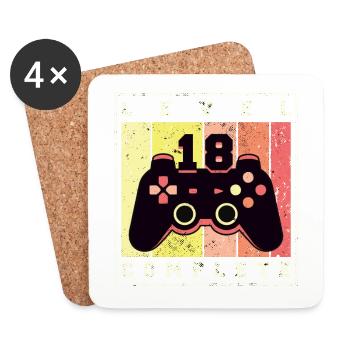 Cool Gamer Shirt Level 18 for the 18th Birthday - Coasters (set of 4) - white - Front