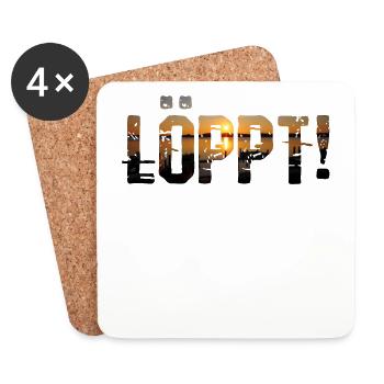 Plattdeutsch Löppt! Norden Spruch-Shirt - Untersetzer (4er-Set) - Weiß - Vorne