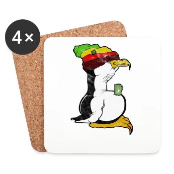 Tux Linux Pinguin Kaffee Pause Computer Nerd Retro - Untersetzer (4er-Set) - Weiß - Vorne
