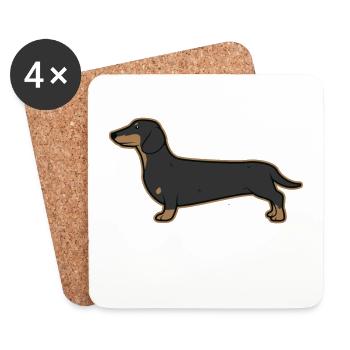 Dachshund Dachs Silhouette - Untersetzer (4er-Set) - Weiß - Vorne