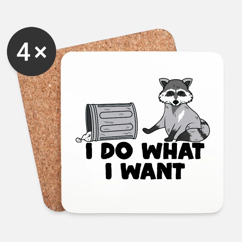 Waschbär I do what i want - Untersetzer (4er-Set) - Weiß