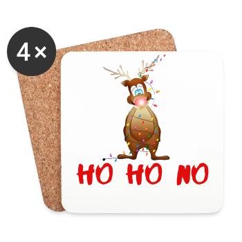 HO HO NO Reindeer Rudolf with the red nose - Coasters (set of 4) - white - Front