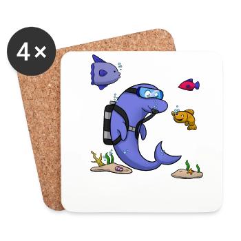 Scuba Diving Delfin Fisch Tauchen I Geschenk - Untersetzer (4er-Set) - Weiß - Vorne