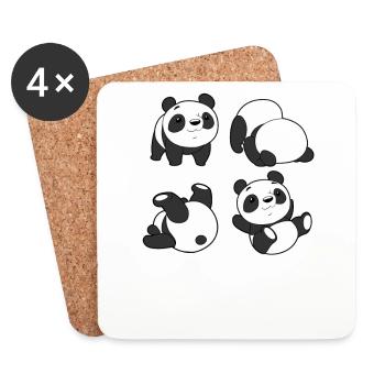 Panda Bär Sport Yoga Pandas Turnen Gymnastik Teddy - Untersetzer (4er-Set) - Weiß - Vorne