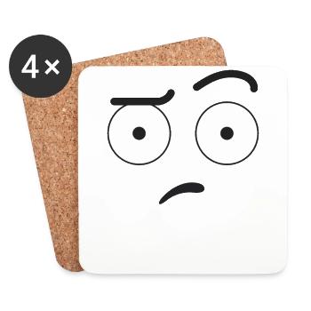 Emojis confus - Dessous de verre (lot de 4) - blanc - Devant