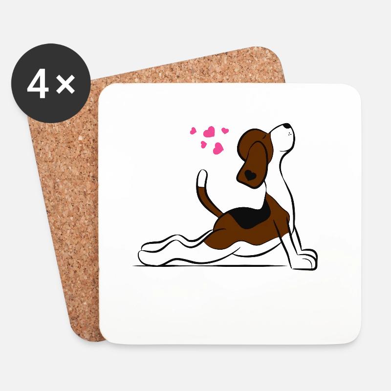 Yogii Dog - Untersetzer (4er-Set) - Weiß