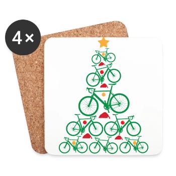 Bike Tree Ugly Christmas Arbre de Noël Vélo de course - Dessous de verre (lot de 4) - blanc - Devant