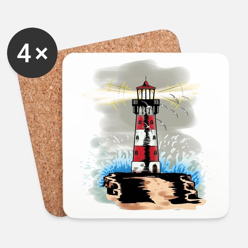 Albatrosse Möwen Leuchtturm Küste Seemöwen Ahoi - Untersetzer (4er-Set) - Weiß