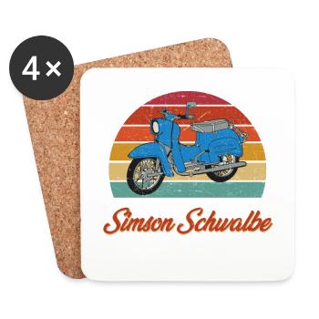 Schwalbenfahrer Simsonfahrer Schwalbe Simson KR51 - Untersetzer (4er-Set) - Weiß - Vorne