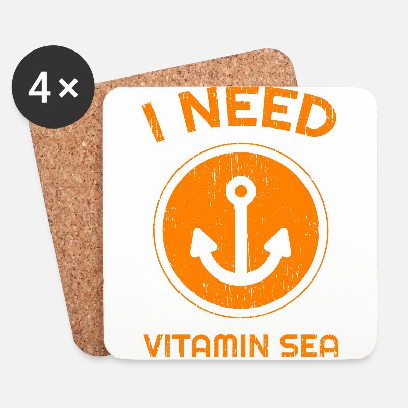 I need Vitamin Sea - Untersetzer (4er-Set) - Weiß
