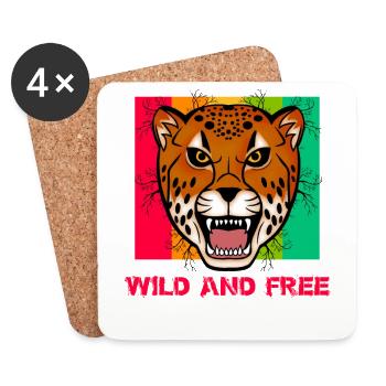 Wild and Free tiger - Dessous de verre (lot de 4) - blanc - Devant
