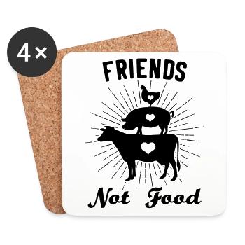 Vegan Vegan Vegan No Food Black - Coasters (set of 4) - white - Front