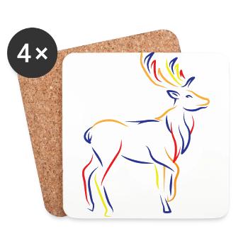 Cerf Hirsch Silhuette - Dessous de verre (lot de 4) - blanc - Devant