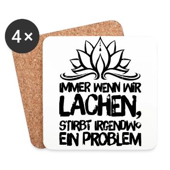 Yoga Meditation Spiritualität Lachen Schwarz - Untersetzer (4er-Set) - Weiß - Vorne
