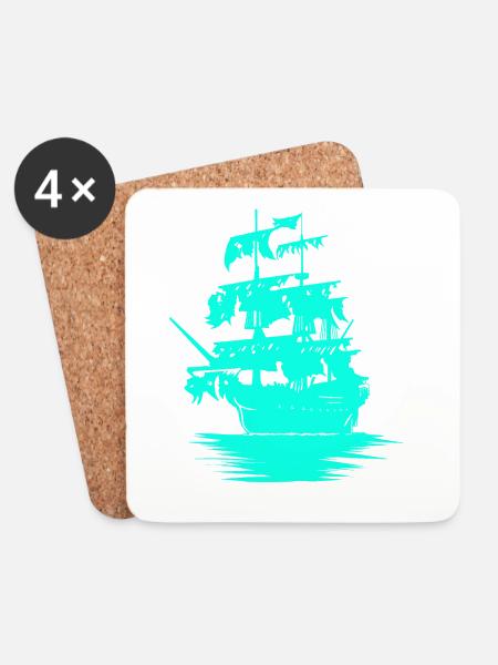 Sailing Ship Seafaring Fantasy Maritime Dinghy - Coasters (set of 4) - white