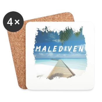 Maldives Island Holiday Sea Palms Travel Gift - Coasters (set of 4) - white - Front