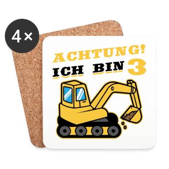 Attention I am 3 crawler excavator excavators - Coasters (set of 4) - white - Front