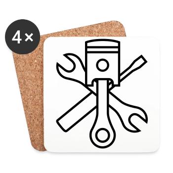 Pistons and tools 1c (+ your text) - Coasters (set of 4) - white - Front
