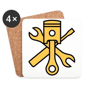 Pistons and tools 2c (+ your text) - Coasters (set of 4) - white - Front