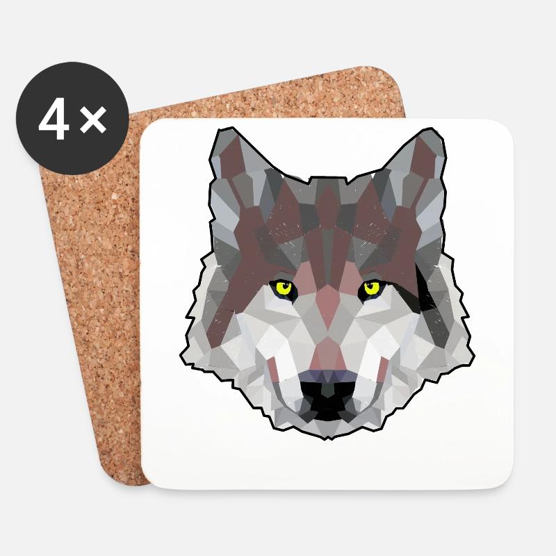 WILDNIS Wölfe Hund POLYGON WOLF Wildtiere - Untersetzer (4er-Set) - Weiß
