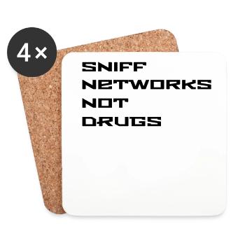 Sniff Networks not Drugs Netzwerker Admin Geschenk - Untersetzer (4er-Set) - Weiß - Vorne