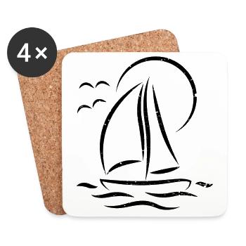 Sailboat ship sport boat sailing gift - Coasters (set of 4) - white - Front