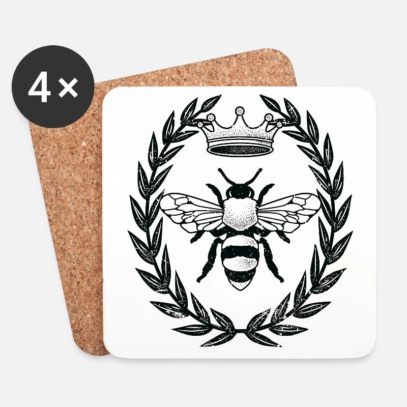 Bienenkönigin - Untersetzer (4er-Set) - Weiß
