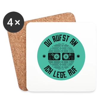 DJ Tshirt Du rufst an ich lege auf - Untersetzer (4er-Set) - Weiß - Vorne
