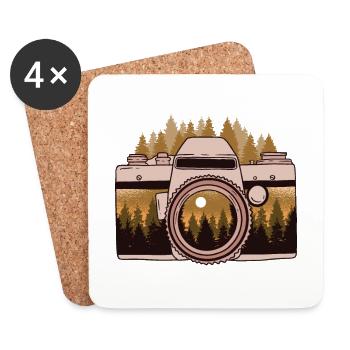 Appareil photo photographique de la forêt de Camara - Dessous de verre (lot de 4) - blanc - Devant