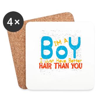 Junge Haare Frisur Style Friseur Haarschnitt Haar - Untersetzer (4er-Set) - Weiß - Vorne