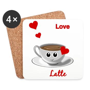 I Love You A Latte - Valentinstag Liebe Geschenk - Untersetzer (4er-Set) - Weiß - Vorne