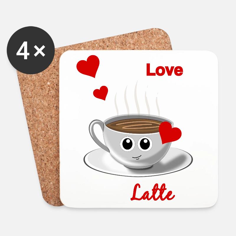 I Love You A Latte - Valentinstag Liebe Geschenk - Untersetzer (4er-Set) - Weiß