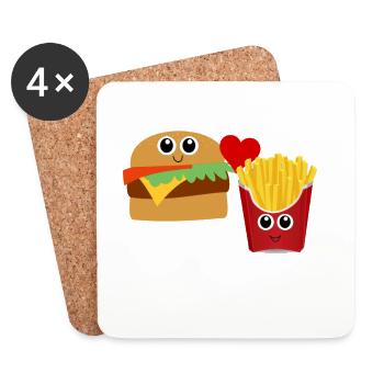 Burger fries fast food dream team gift idea - Coasters (set of 4) - white - Front