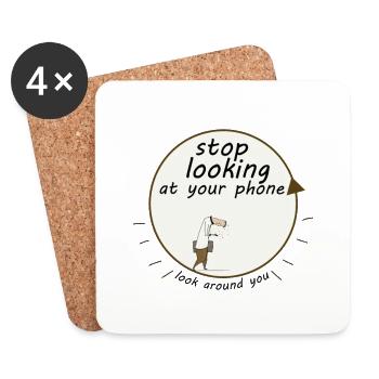 Stop Smombie | Enjoy your life - Coasters (set of 4) - white - Front