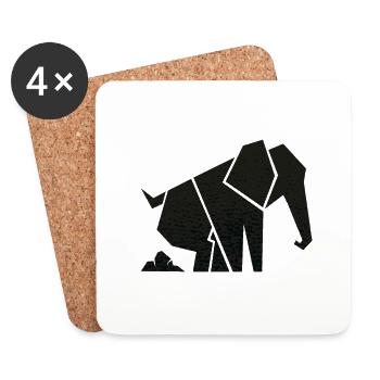 Elefant macht einen großen Haufen Elefanten Kacke - Untersetzer (4er-Set) - Weiß - Vorne