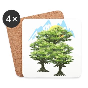 Wilderness Forest Trees Mountains Peak Nature Lovers - Coasters (set of 4) - white - Front