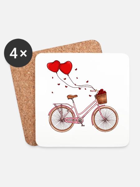Valentinstag Fahrrad Bike Pärchen für Frauen - Untersetzer (4er-Set) - Weiß