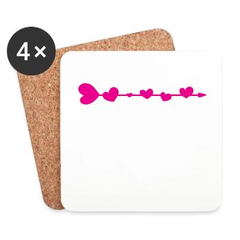 Pfeil mit Herz Valentienstag Ich liebe dich Pink - Untersetzer (4er-Set) - Weiß - Vorne