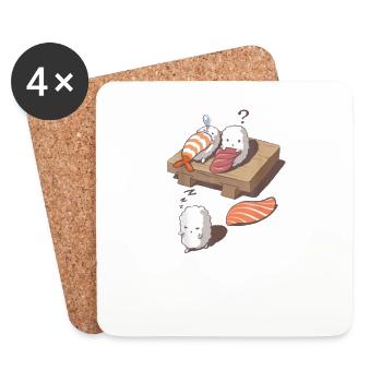 Sushi sleep go, sushi shirt, sushi - Coasters (set of 4) - white - Front