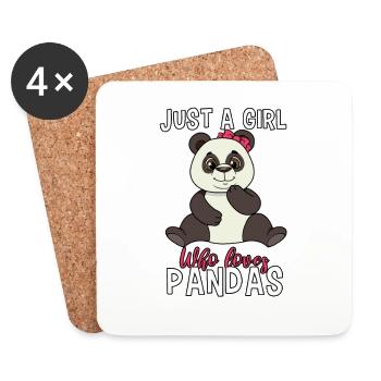 Cute Panda Girl Loves Pandas Teddy Bear - Coasters (set of 4) - white - Front