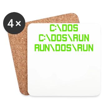 C: \ DOS C: \ DOS \ RUN RUN \ DOS \ RUN Funny Computer Joke - Dessous de verre (lot de 4) - blanc - Devant