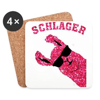 SCHLAGER LAMA für Damen, Frauen, Männer Geschenk - Untersetzer (4er-Set) - Weiß - Vorne